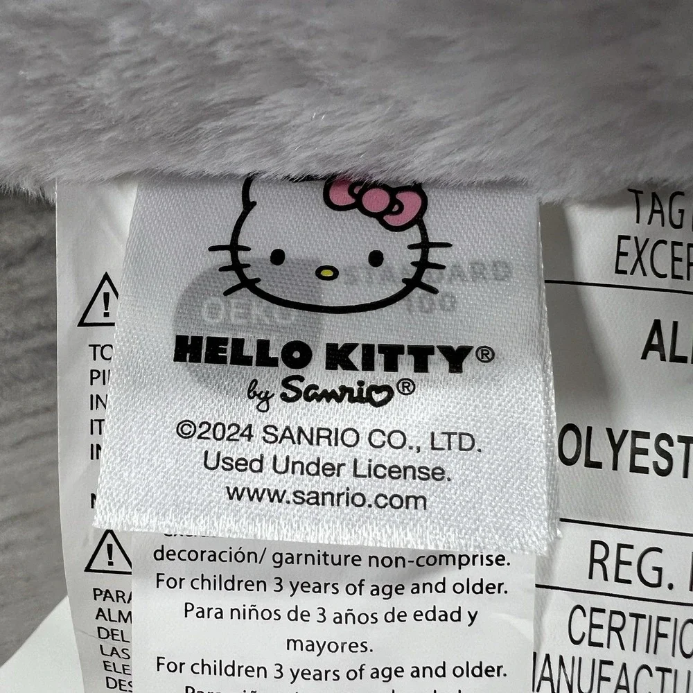 Hello Kitty Christmas Theme With Red & White Striped Bow Plush Ultra Soft Pillow